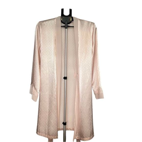 Linea Donatella Pink Lace Satin Robe Sz S/M Belted Tie Romance Angelcore  Bridal - Picture 2 of 10